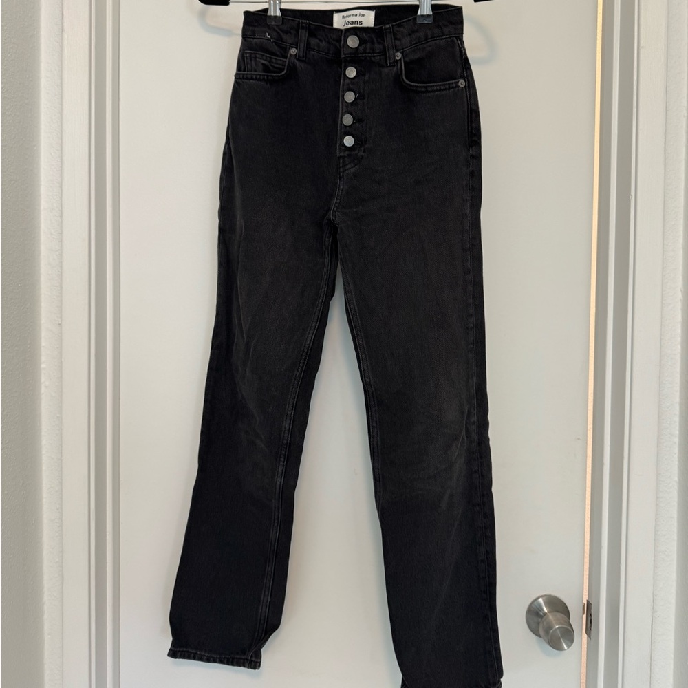 Reformation high rise straight jean